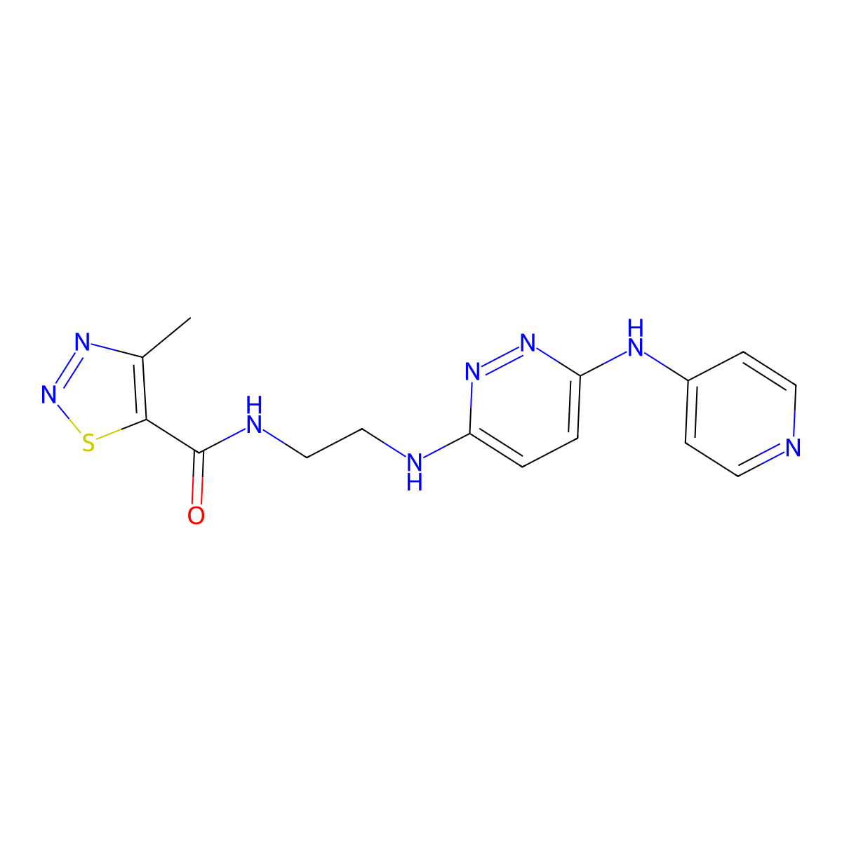 4-methyl-N-(2-((6-(pyridin-4-ylamino)pyridazin-3-yl)amino)ethyl)-1,2,3-thiadiazole-5-carboxamide molecular structure, CAS 1226457-52-8