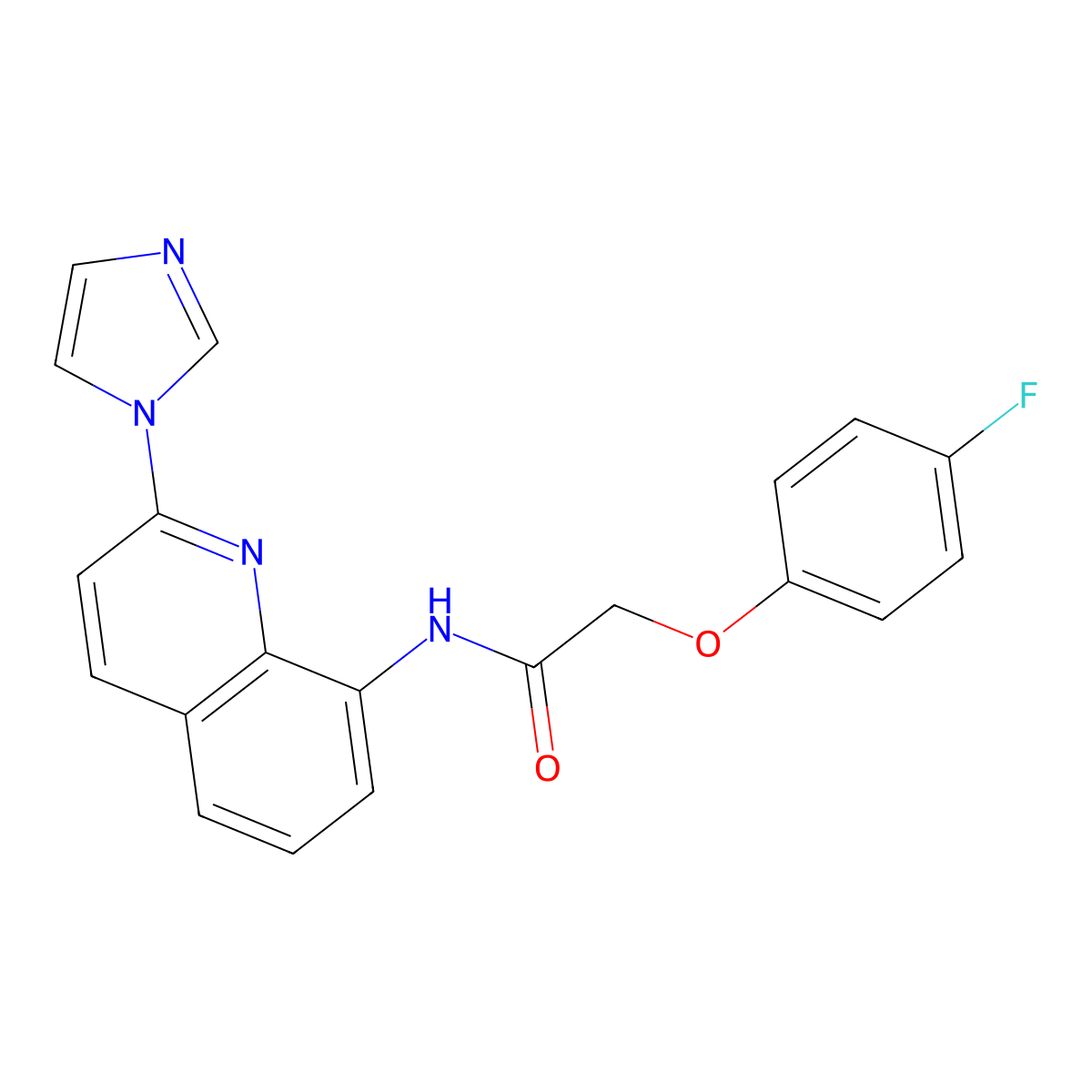N-(2-(1H-imidazol-1-yl)quinolin-8-yl)-2-(4-fluorophenoxy)acetamide molecular structure, CAS 1226457-53-9