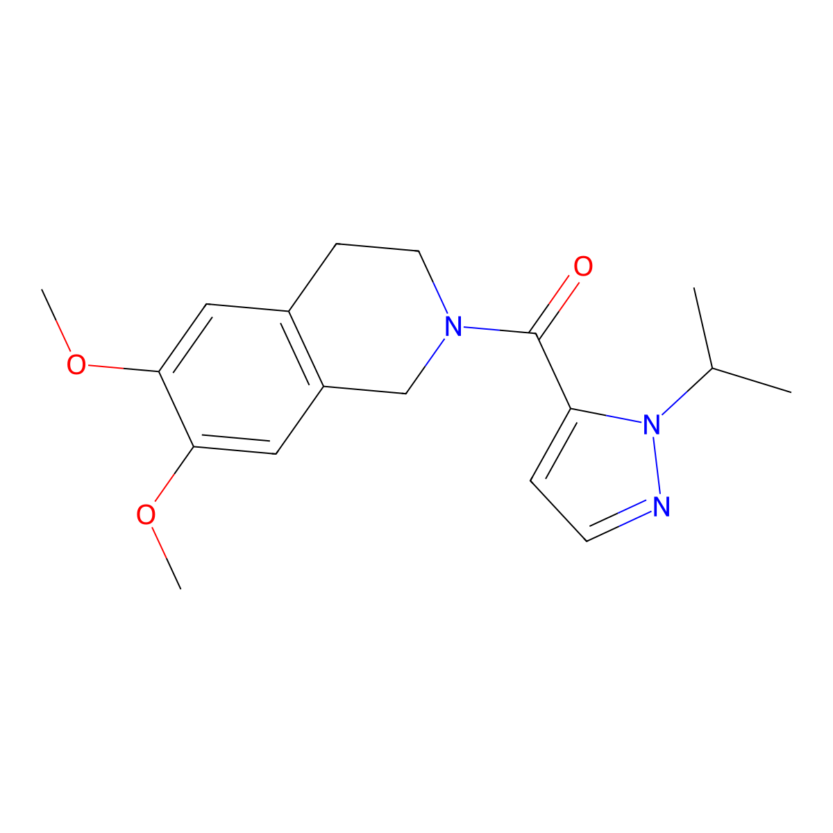 (6,7-dimethoxy-3,4-dihydroisoquinolin-2(1H)-yl)(1-isopropyl-1H-pyrazol-5-yl)methanone molecular structure, CAS 1226457-55-1