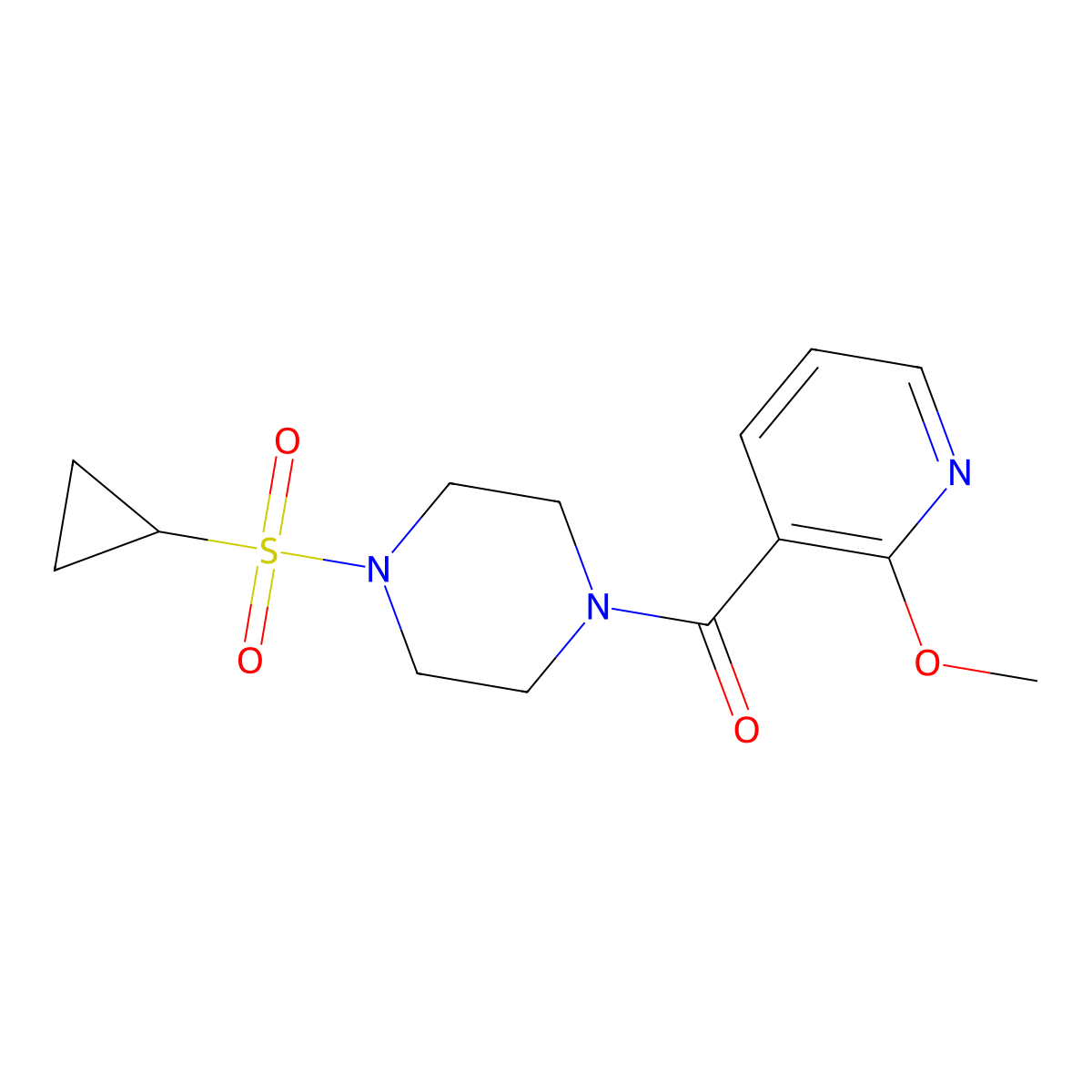 (4-(Cyclopropylsulfonyl)piperazin-1-yl)(2-methoxypyridin-3-yl)methanone molecular structure, CAS 1226457-68-6
