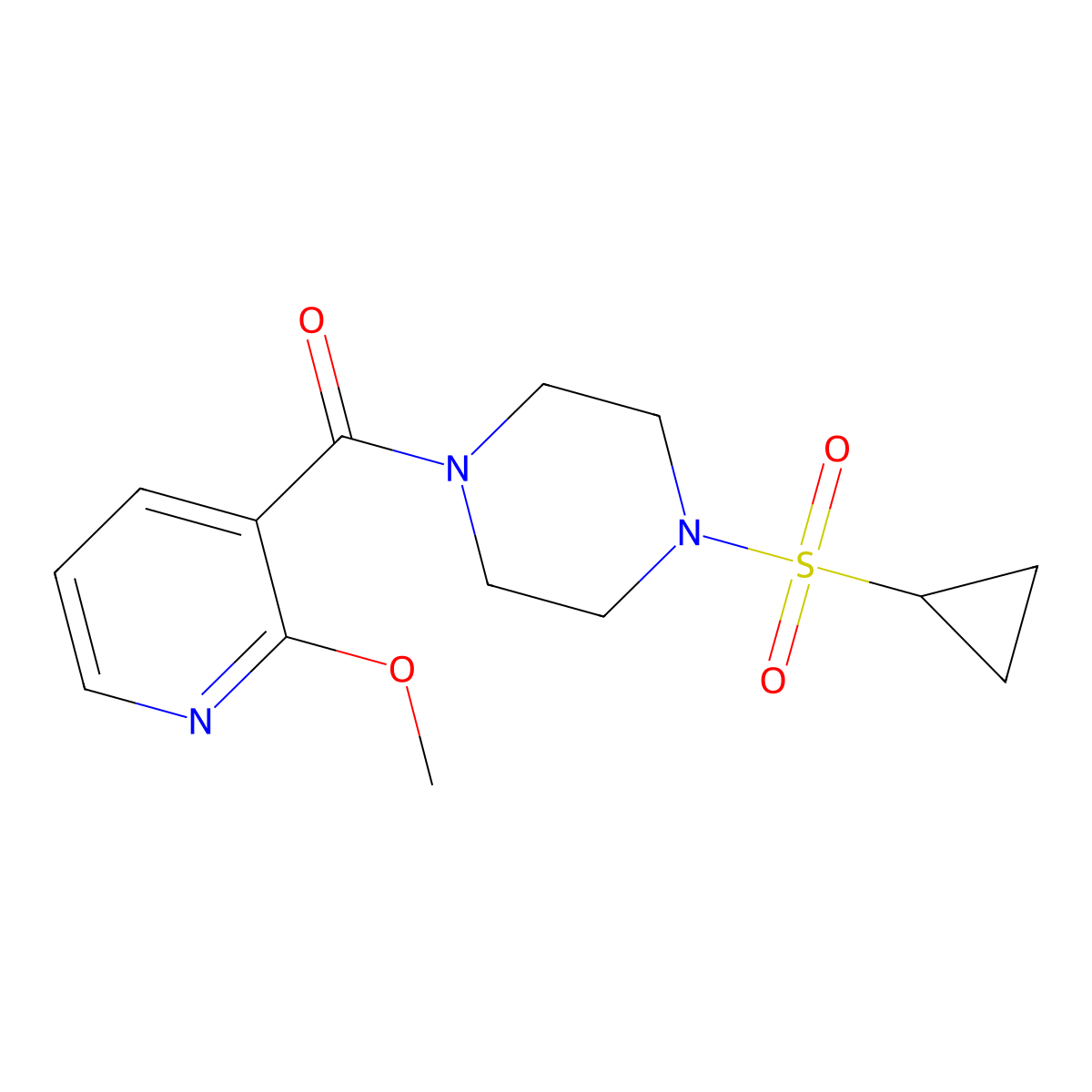 (4-(Cyclopropylsulfonyl)piperazin-1-yl)(2-methoxypyridin-3-yl)methanone molecular structure, CAS 1226457-68-6