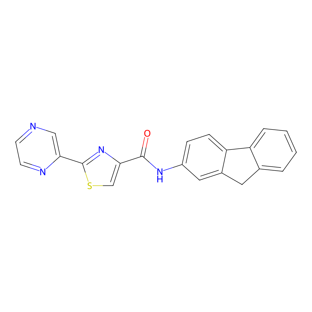 N-(9H-fluoren-2-yl)-2-(pyrazin-2-yl)thiazole-4-carboxamide molecular structure, CAS 1226457-75-5