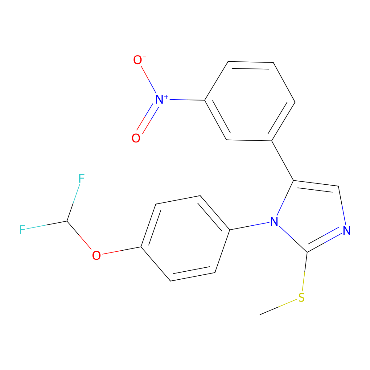 1-(4-(difluoromethoxy)phenyl)-2-(methylthio)-5-(3-nitrophenyl)-1H-imidazole molecular structure, CAS 1226457-76-6