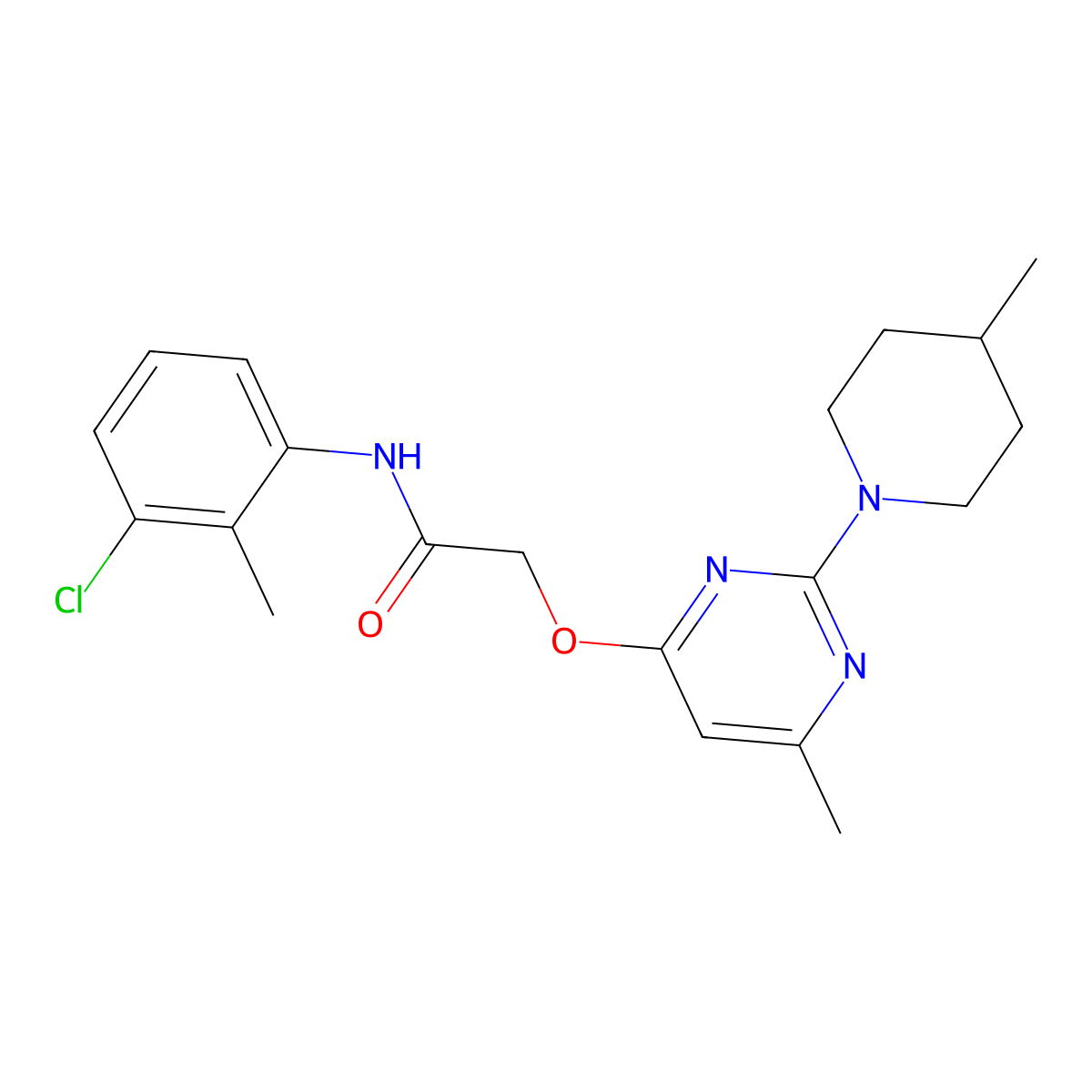N-(3-chloro-2-methylphenyl)-2-{[6-methyl-2-(4-methylpiperidin-1-yl)pyrimidin-4-yl]oxy}acetamide molecular structure, CAS 1226457-83-5