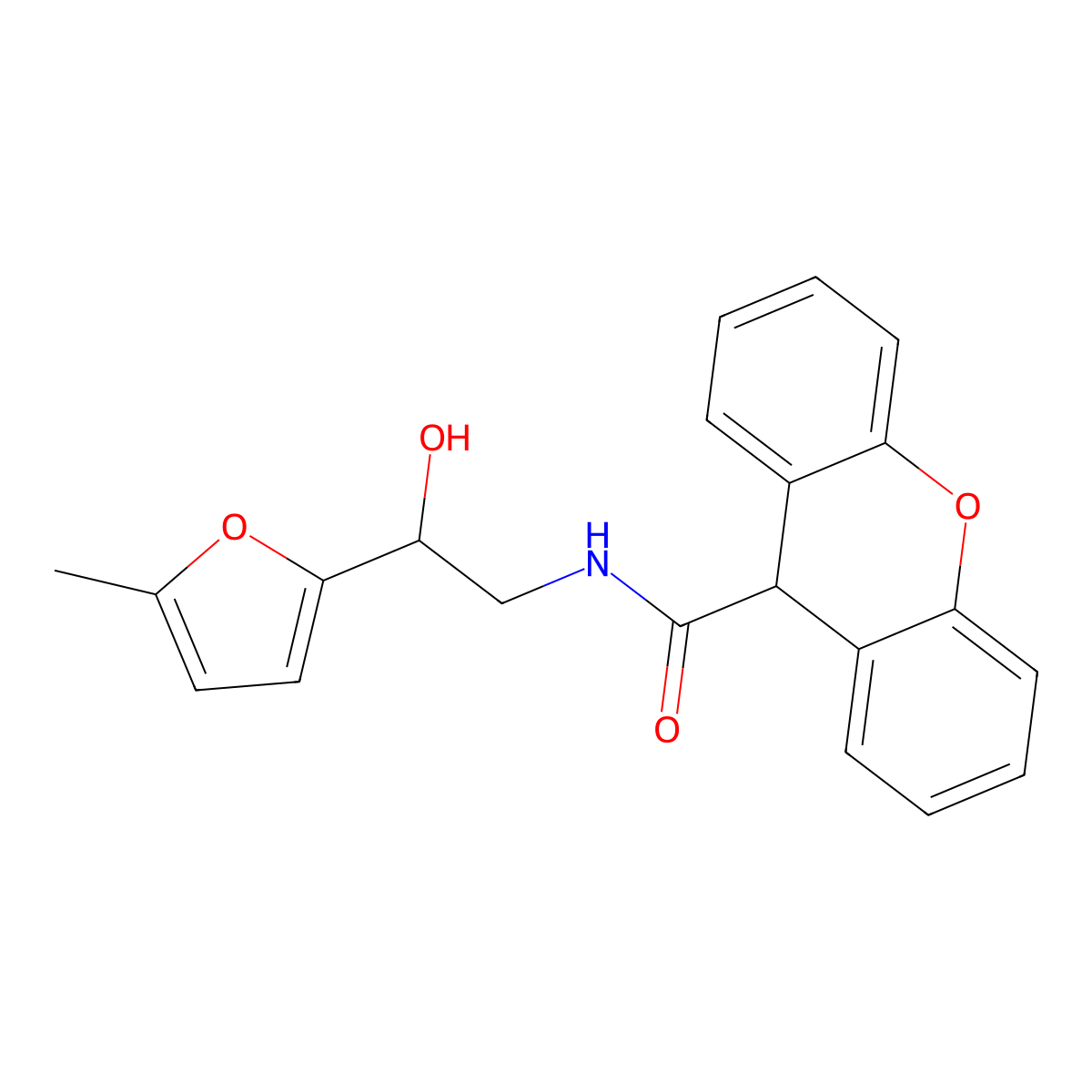 N-[2-hydroxy-2-(5-methylfuran-2-yl)ethyl]-9H-xanthene-9-carboxamide molecular structure, CAS 1226457-92-6