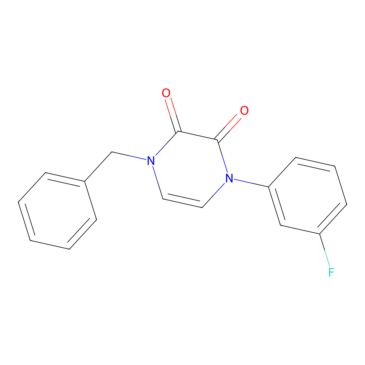 1-benzyl-4-(3-fluorophenyl)pyrazine-2,3(1H,4H)-dione molecular structure, CAS 1226457-93-7