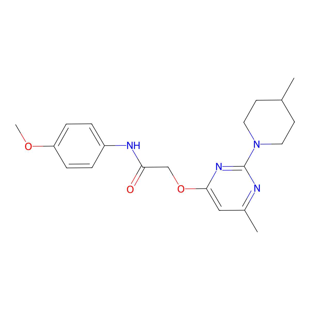 N-(4-methoxyphenyl)-2-{[6-methyl-2-(4-methylpiperidin-1-yl)pyrimidin-4-yl]oxy}acetamide molecular structure, CAS 1226457-95-9