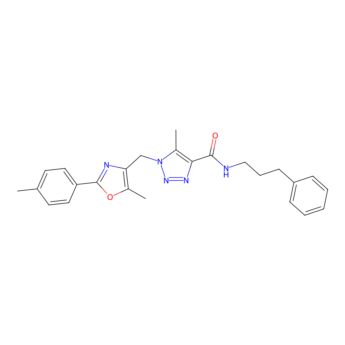 5-methyl-1-{[5-methyl-2-(4-methylphenyl)-1,3-oxazol-4-yl]methyl}-N-(3-phenylpropyl)-1H-1,2,3-triazole-4-carboxamide molecular structure, CAS 1226457-96-0