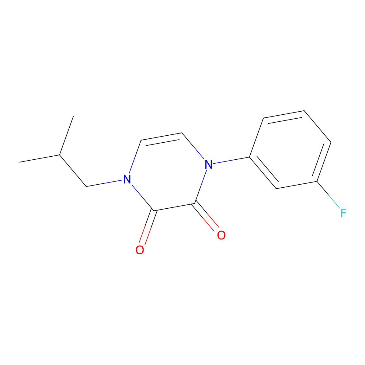 1-(3-fluorophenyl)-4-isobutylpyrazine-2,3(1H,4H)-dione molecular structure, CAS 1226458-00-9