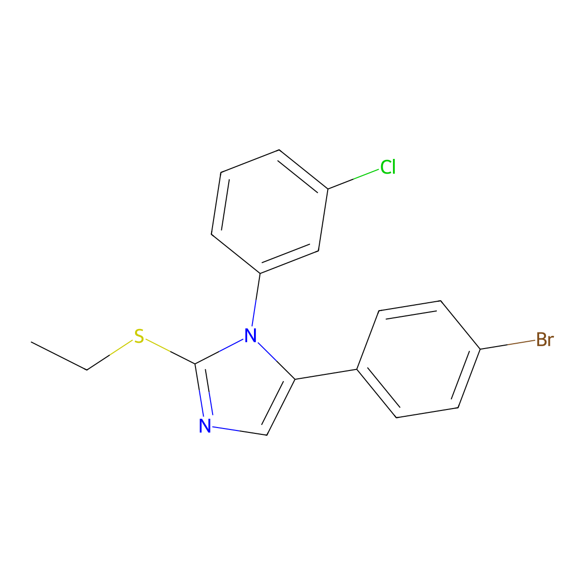 5-(4-bromophenyl)-1-(3-chlorophenyl)-2-(ethylthio)-1H-imidazole molecular structure, CAS 1226458-04-3