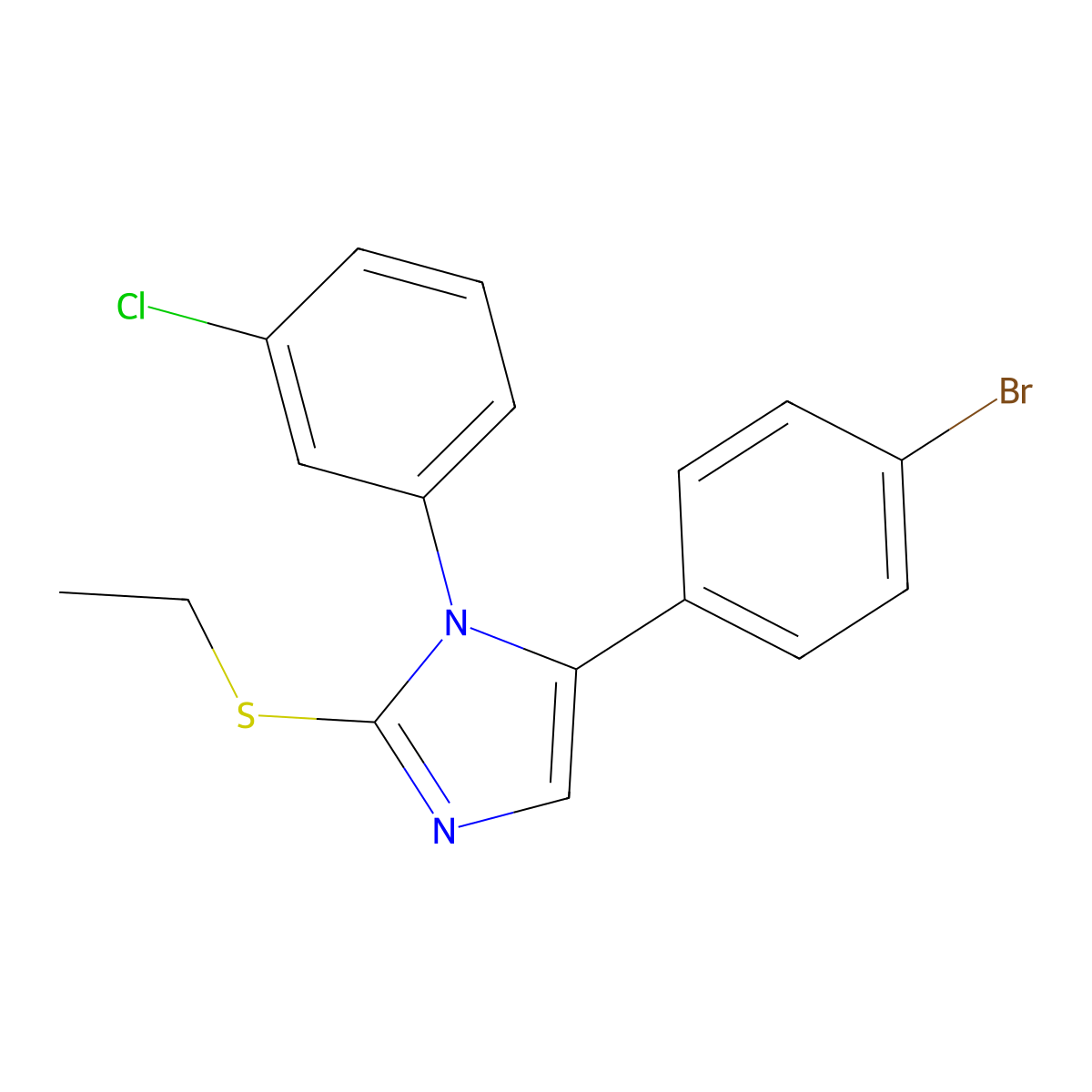 5-(4-bromophenyl)-1-(3-chlorophenyl)-2-(ethylthio)-1H-imidazole molecular structure, CAS 1226458-04-3