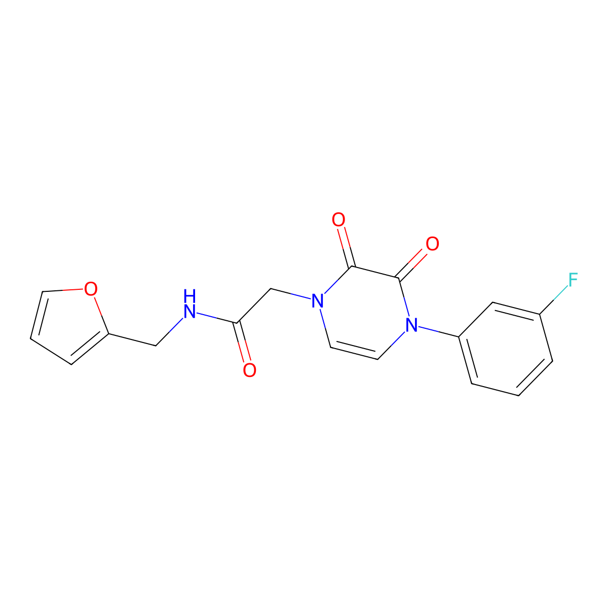 2-(4-(3-fluorophenyl)-2,3-dioxo-3,4-dihydropyrazin-1(2H)-yl)-N-(furan-2-ylmethyl)acetamide molecular structure, CAS 1226458-10-1