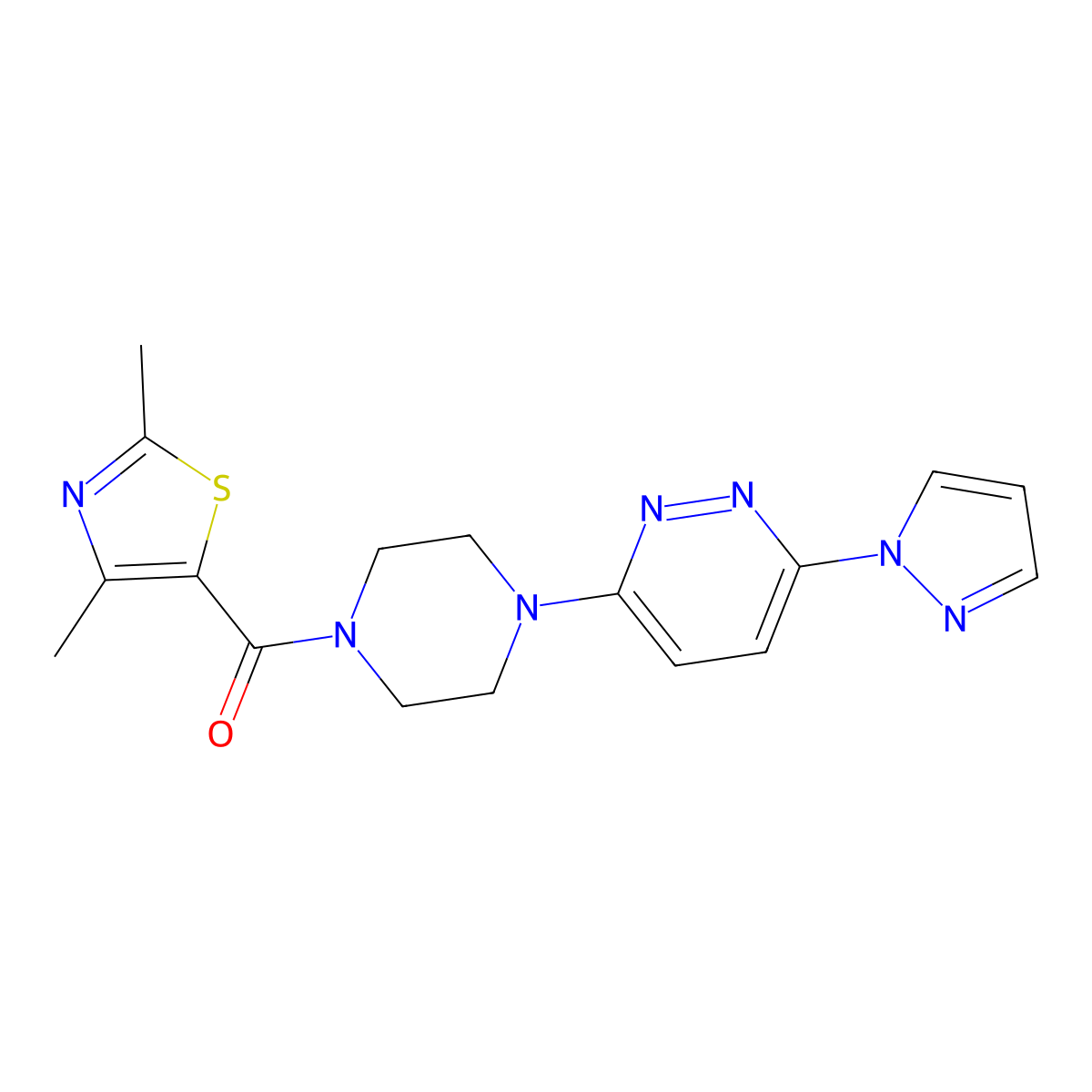 (4-(6-(1H-pyrazol-1-yl)pyridazin-3-yl)piperazin-1-yl)(2,4-dimethylthiazol-5-yl)methanone molecular structure, CAS 1226458-11-2
