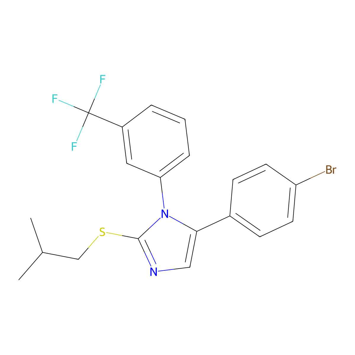 5-(4-bromophenyl)-2-(isobutylthio)-1-(3-(trifluoromethyl)phenyl)-1H-imidazole molecular structure, CAS 1226458-12-3