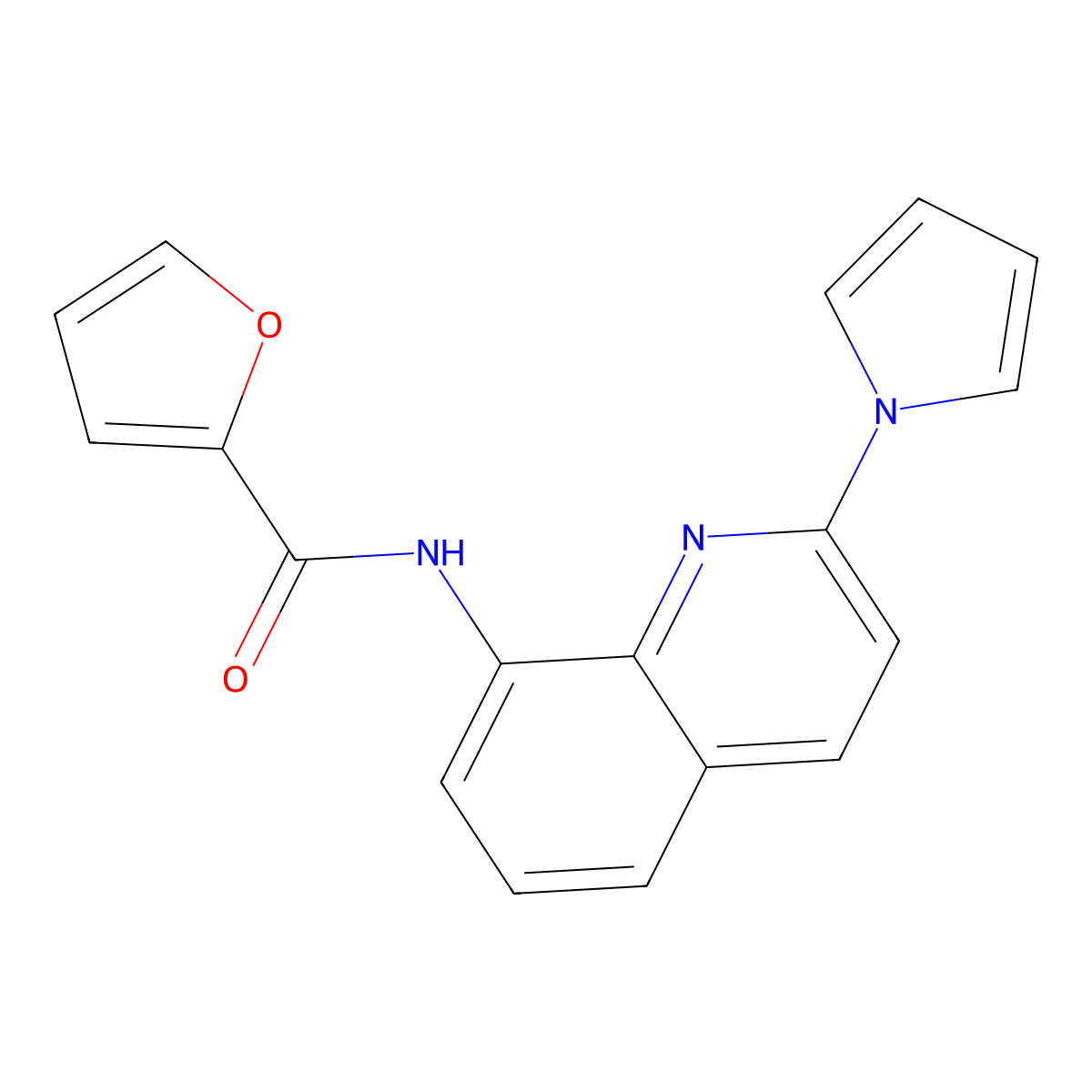 N-[2-(1H-pyrrol-1-yl)quinolin-8-yl]furan-2-carboxamide molecular structure, CAS 1226458-22-5