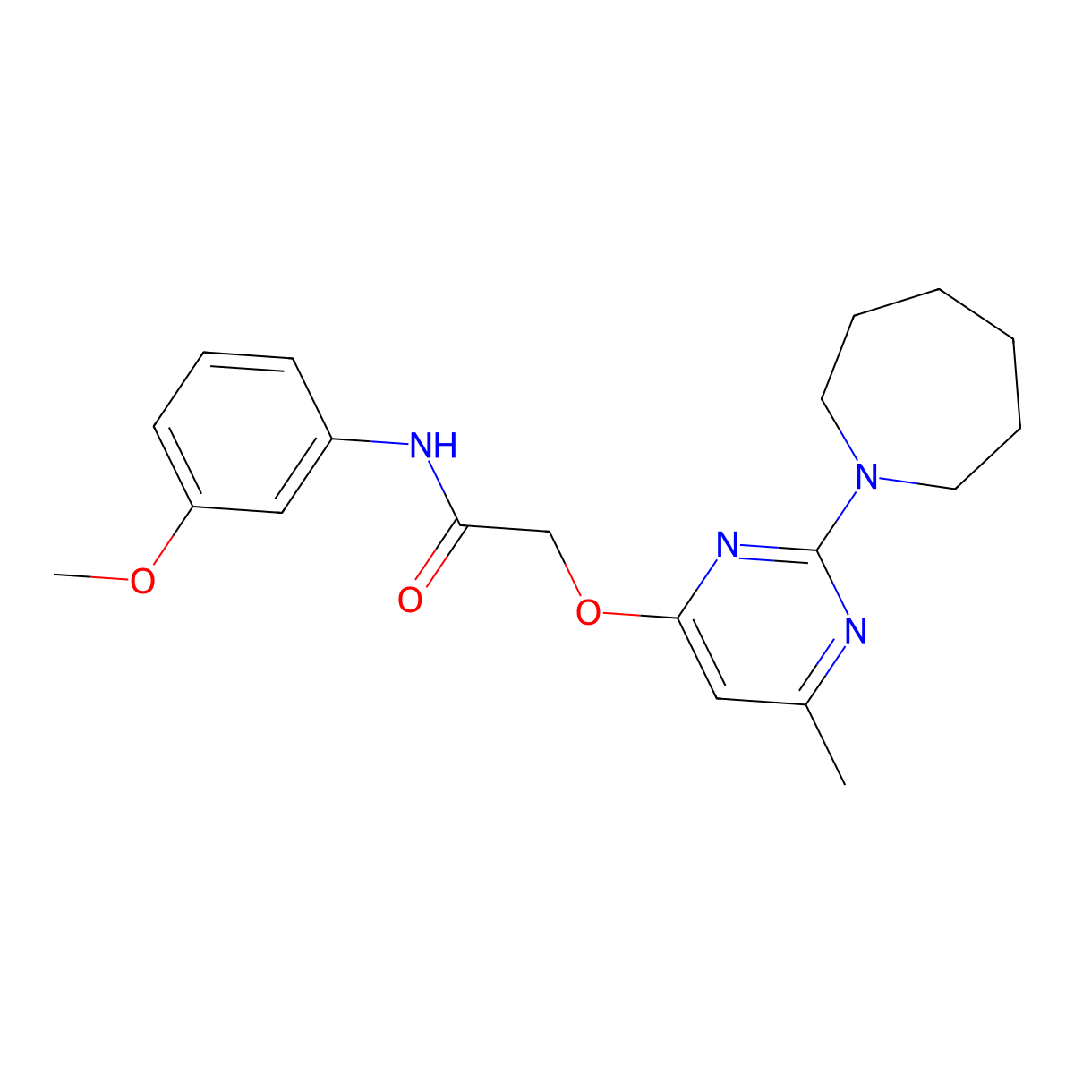 2-{[2-(azepan-1-yl)-6-methylpyrimidin-4-yl]oxy}-N-(3-methoxyphenyl)acetamide molecular structure, CAS 1226458-23-6