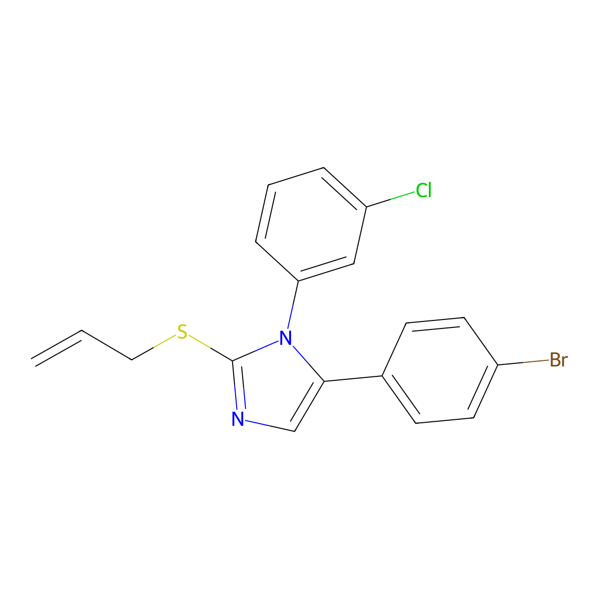2-(allylthio)-5-(4-bromophenyl)-1-(3-chlorophenyl)-1H-imidazole molecular structure, CAS 1226458-31-6