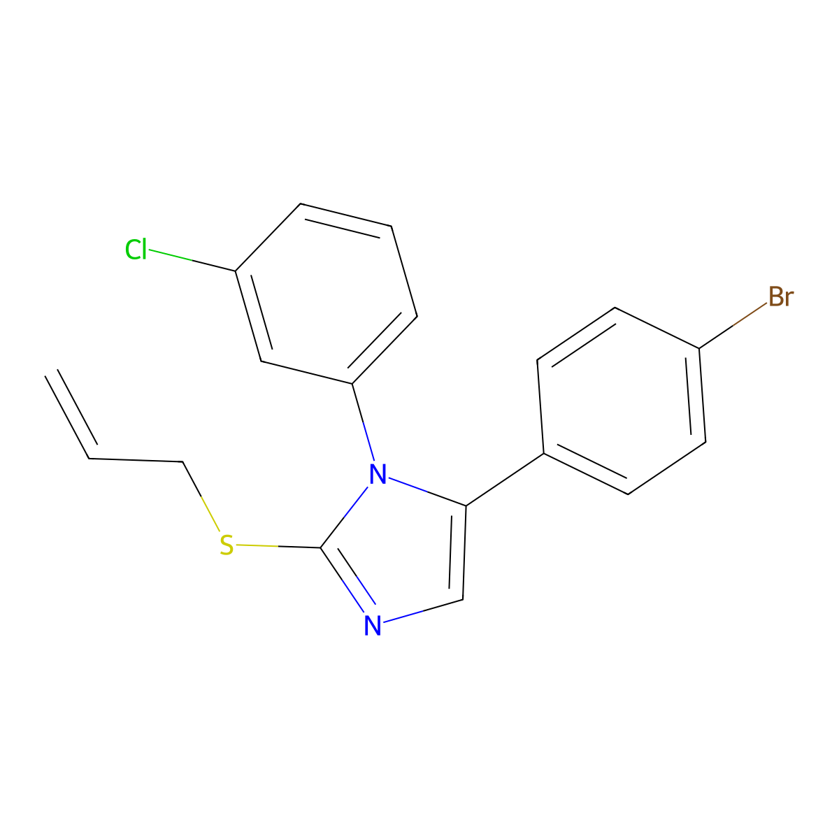 2-(allylthio)-5-(4-bromophenyl)-1-(3-chlorophenyl)-1H-imidazole molecular structure, CAS 1226458-31-6