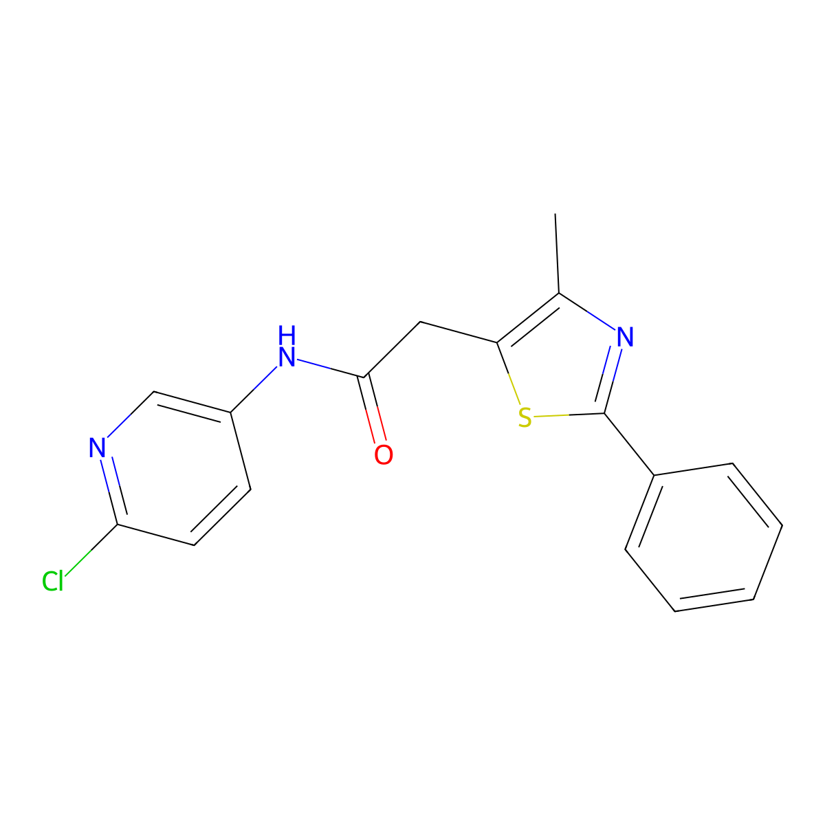 N-(6-chloropyridin-3-yl)-2-(4-methyl-2-phenylthiazol-5-yl)acetamide molecular structure, CAS 1226458-36-1