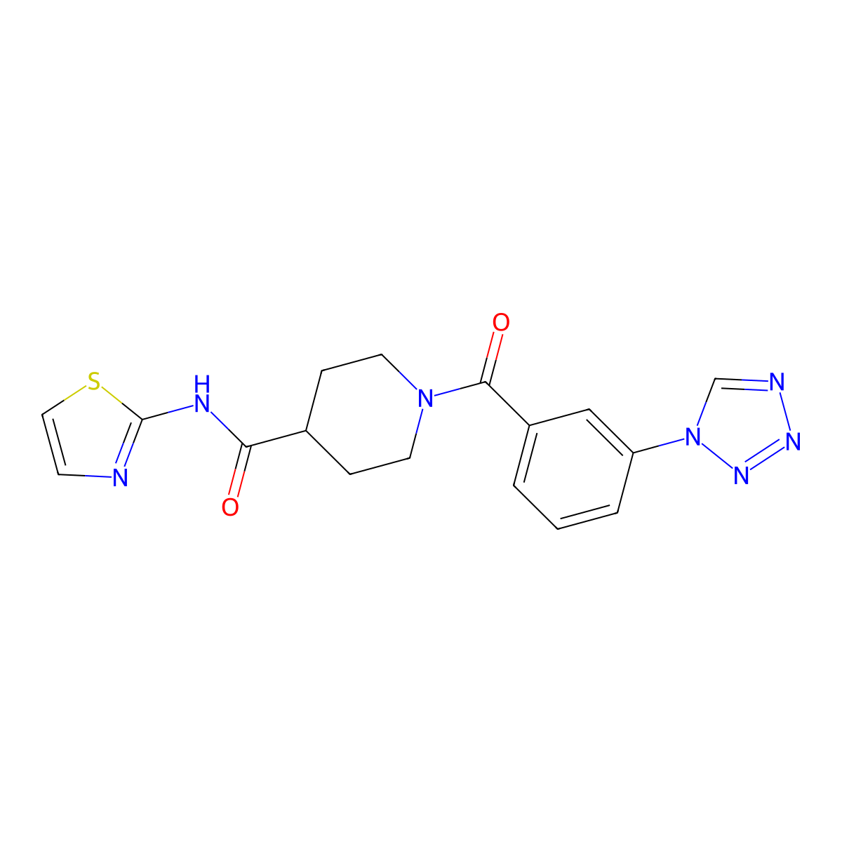 1-(3-(1H-tetrazol-1-yl)benzoyl)-N-(thiazol-2-yl)piperidine-4-carboxamide molecular structure, CAS 1226458-38-3