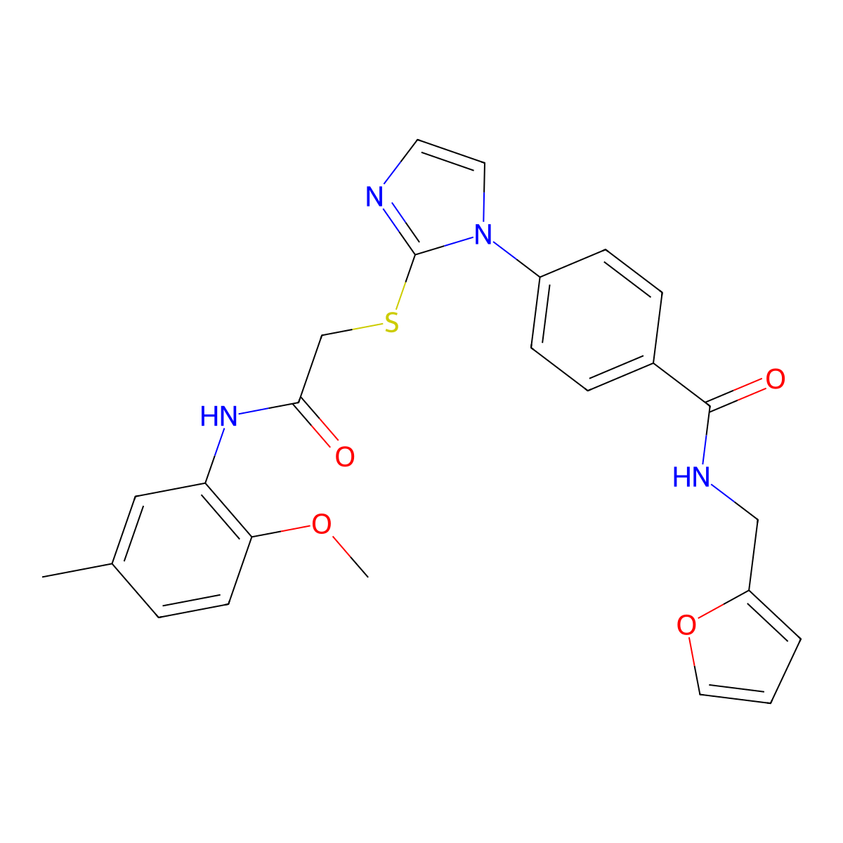 N-[(furan-2-yl)methyl]-4-[2-({[(2-methoxy-5-methylphenyl)carbamoyl]methyl}sulfanyl)-1H-imidazol-1-yl]benzamide molecular structure, CAS 1226458-43-0
