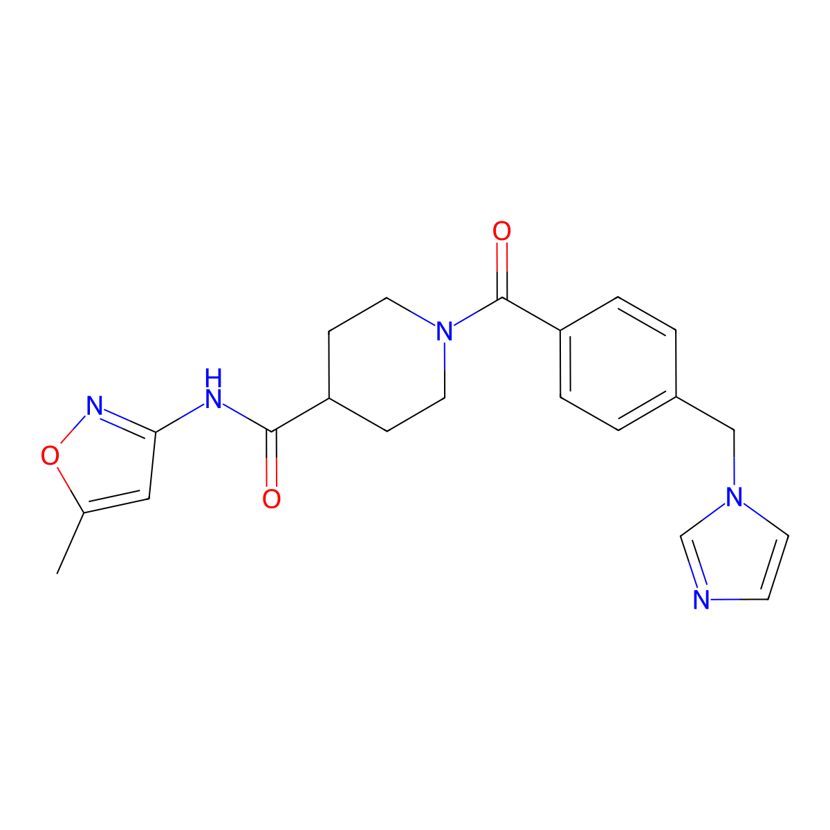 1-(4-((1H-imidazol-1-yl)methyl)benzoyl)-N-(5-methylisoxazol-3-yl)piperidine-4-carboxamide molecular structure, CAS 1226458-46-3