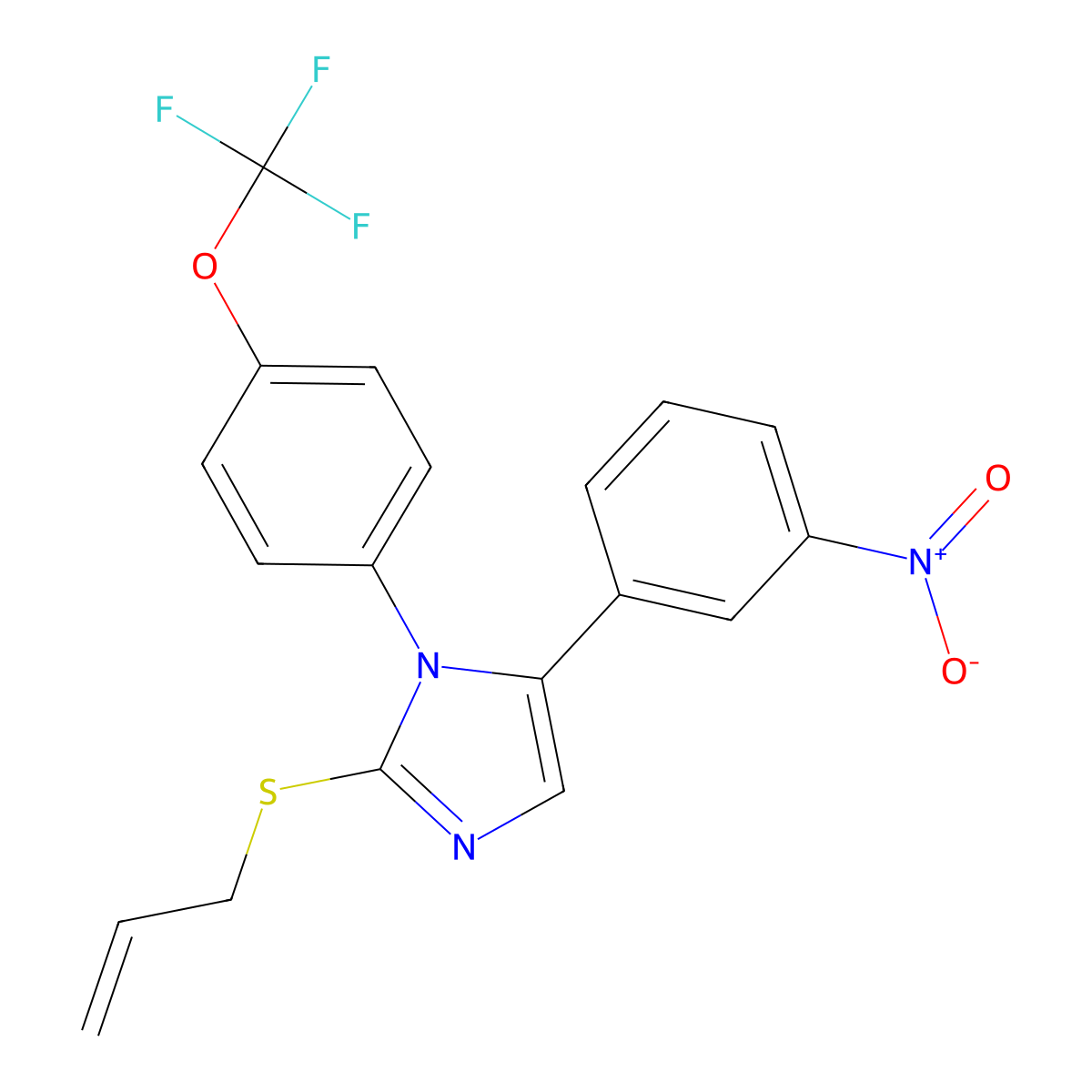 2-(allylthio)-5-(3-nitrophenyl)-1-(4-(trifluoromethoxy)phenyl)-1H-imidazole molecular structure, CAS 1226458-47-4