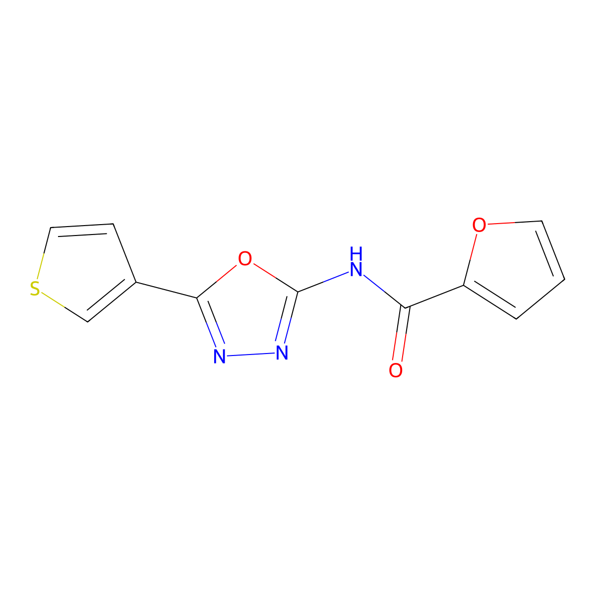 N-(5-(thiophen-3-yl)-1,3,4-oxadiazol-2-yl)furan-2-carboxamide molecular structure, CAS 1226458-54-3