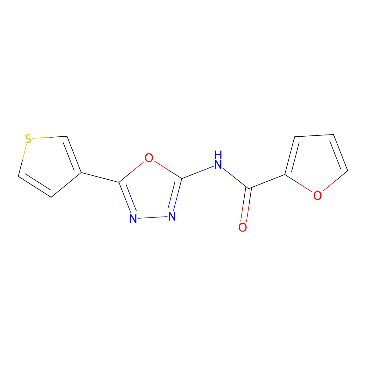 N-(5-(thiophen-3-yl)-1,3,4-oxadiazol-2-yl)furan-2-carboxamide molecular structure, CAS 1226458-54-3