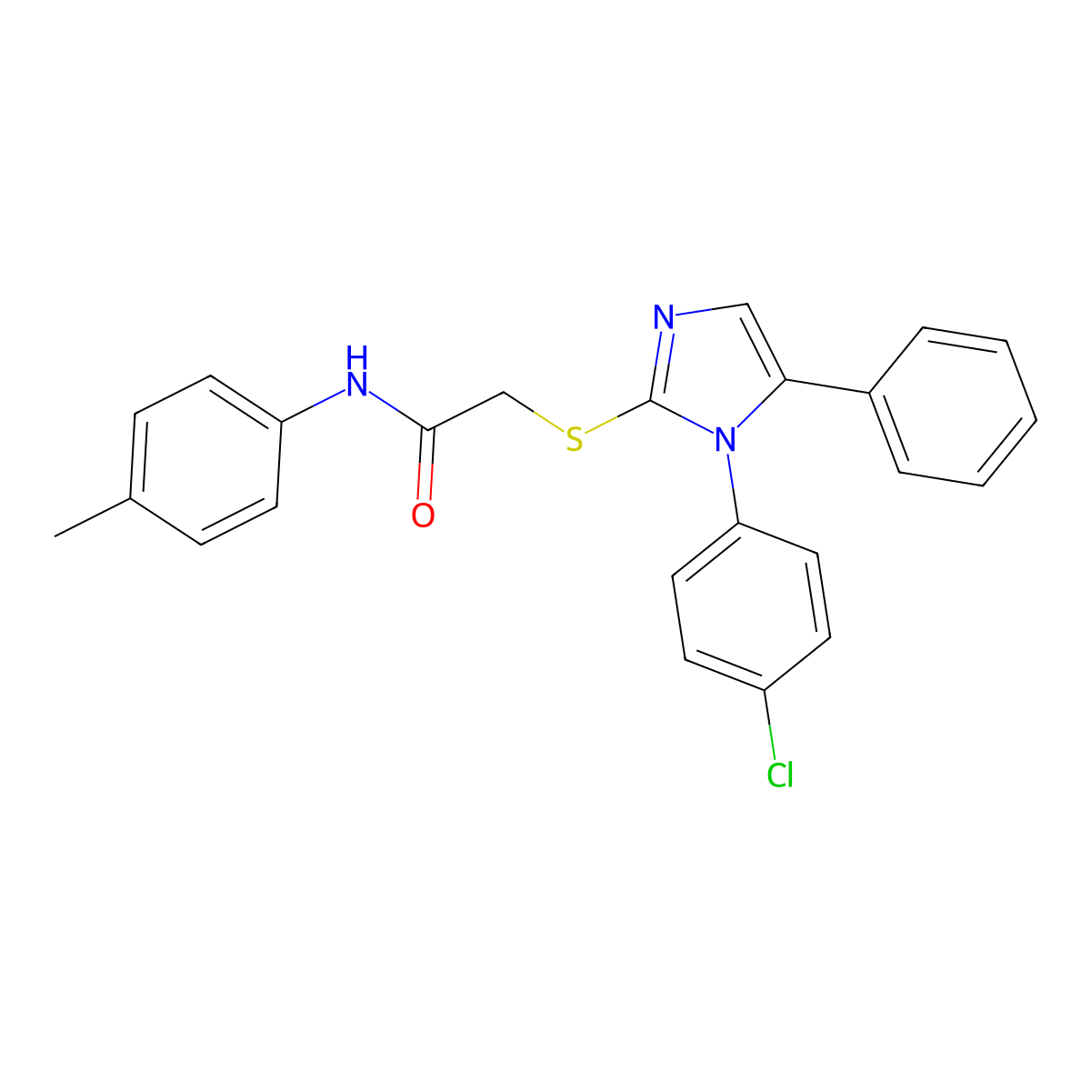 2-((1-(4-chlorophenyl)-5-phenyl-1H-imidazol-2-yl)thio)-N-(p-tolyl)acetamide molecular structure, CAS 1226458-60-1