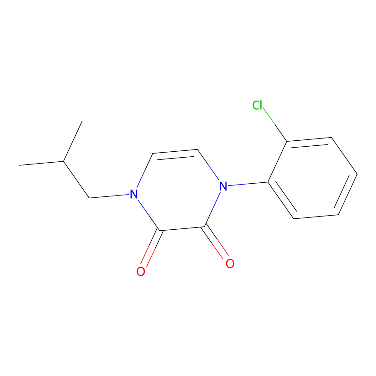 1-(2-chlorophenyl)-4-isobutylpyrazine-2,3(1H,4H)-dione molecular structure, CAS 1226458-63-4