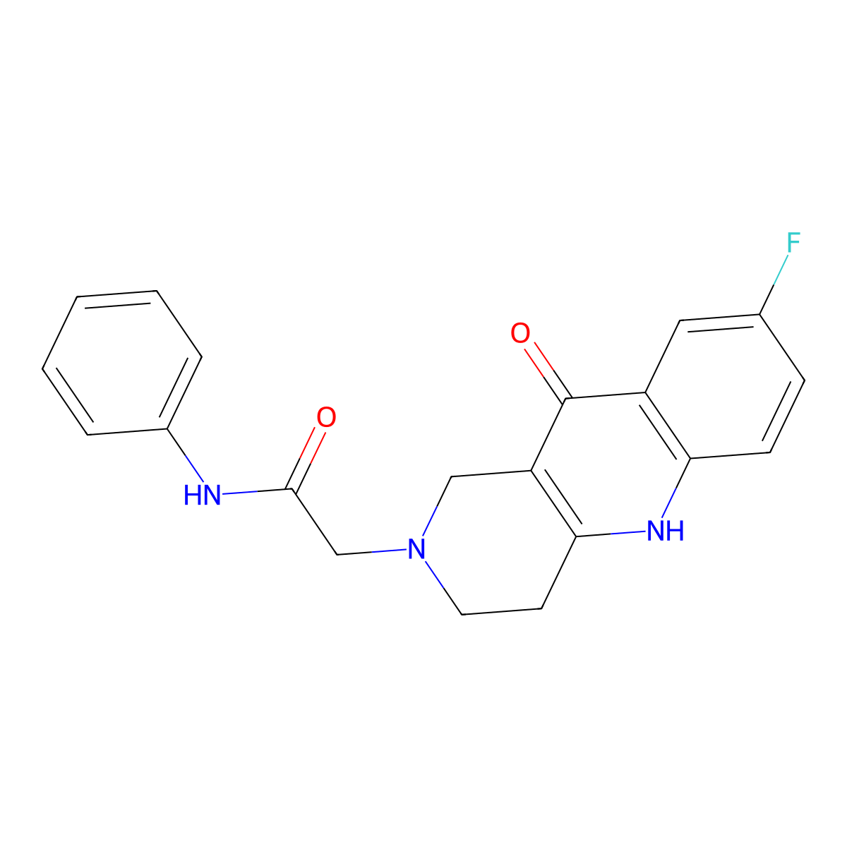 2-(8-fluoro-10-oxo-3,4-dihydrobenzo[b][1,6]naphthyridin-2(1H,5H,10H)-yl)-N-phenylacetamide molecular structure, CAS 1226458-64-5