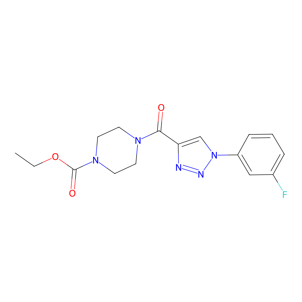 ethyl 4-(1-(3-fluorophenyl)-1H-1,2,3-triazole-4-carbonyl)piperazine-1-carboxylate molecular structure, CAS 1226458-68-9