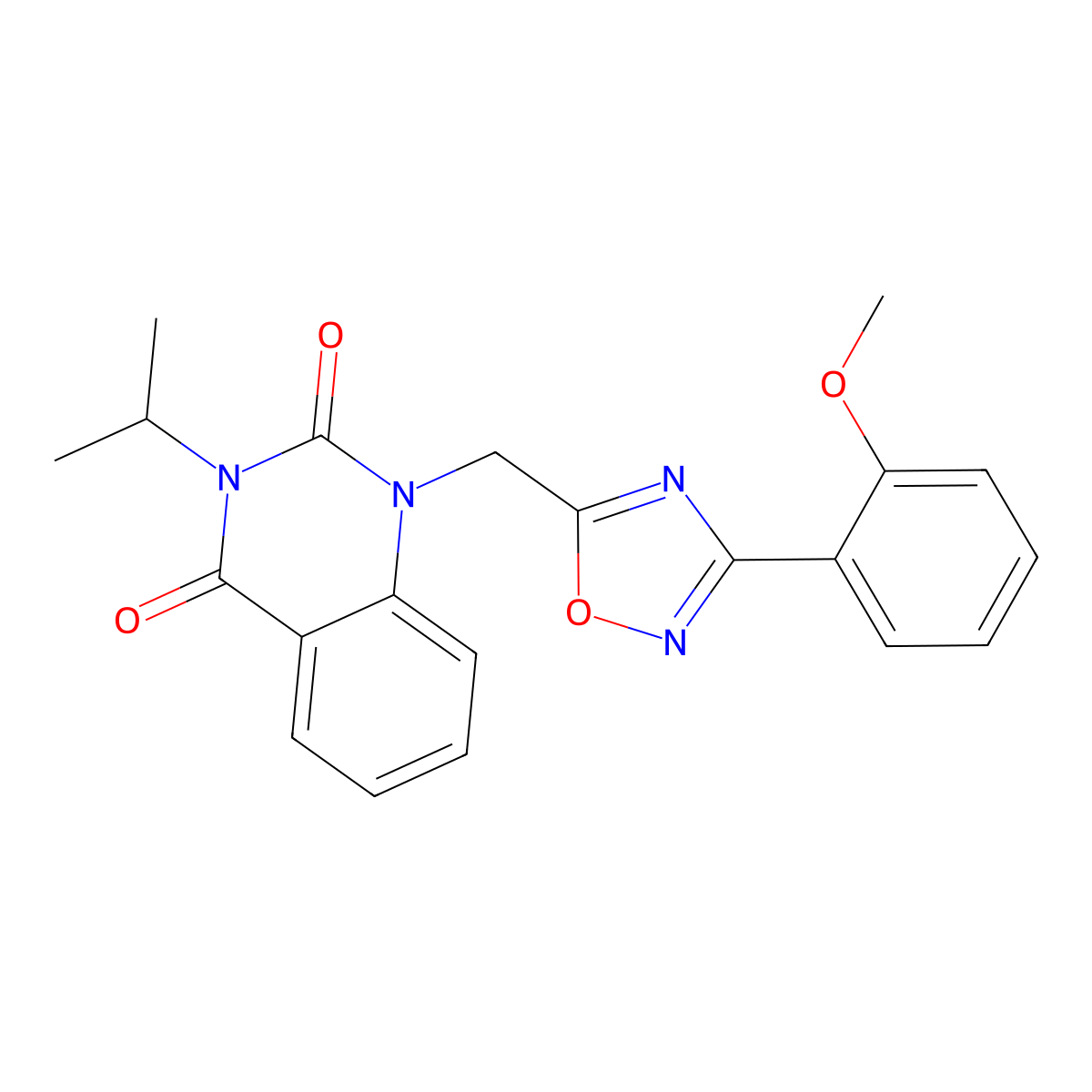 3-isopropyl-1-((3-(2-methoxyphenyl)-1,2,4-oxadiazol-5-yl)methyl)quinazoline-2,4(1H,3H)-dione molecular structure, CAS 1226458-73-6