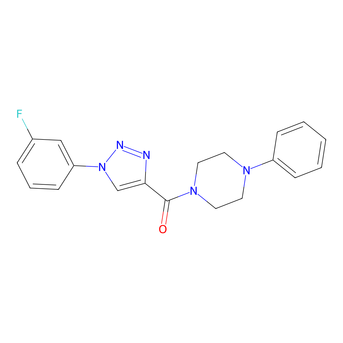 (1-(3-fluorophenyl)-1H-1,2,3-triazol-4-yl)(4-phenylpiperazin-1-yl)methanone molecular structure, CAS 1226458-78-1