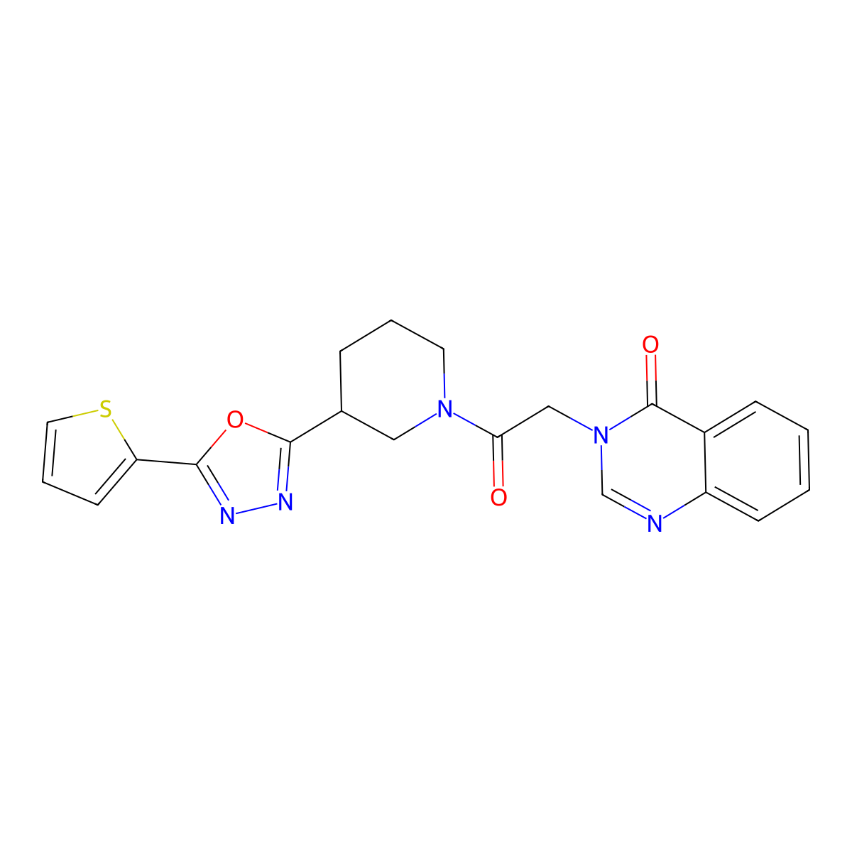 3-(2-oxo-2-(3-(5-(thiophen-2-yl)-1,3,4-oxadiazol-2-yl)piperidin-1-yl)ethyl)quinazolin-4(3H)-one molecular structure, CAS 1226458-79-2