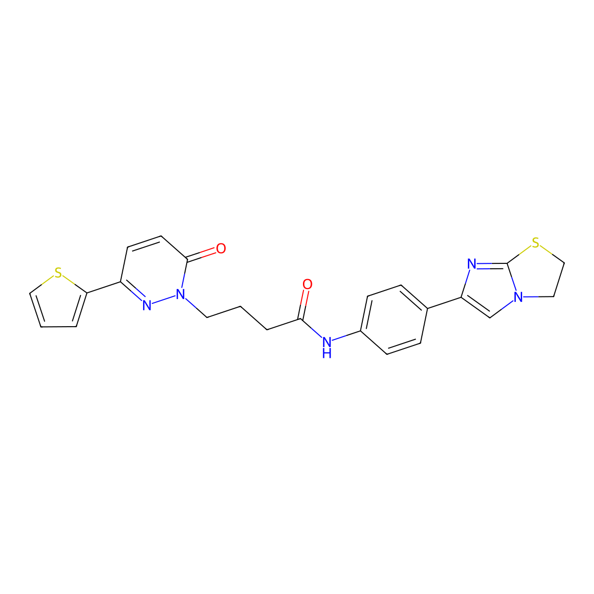 N-(4-(2,3-dihydroimidazo[2,1-b]thiazol-6-yl)phenyl)-4-(6-oxo-3-(thiophen-2-yl)pyridazin-1(6H)-yl)butanamide molecular structure, CAS 1226458-80-5
