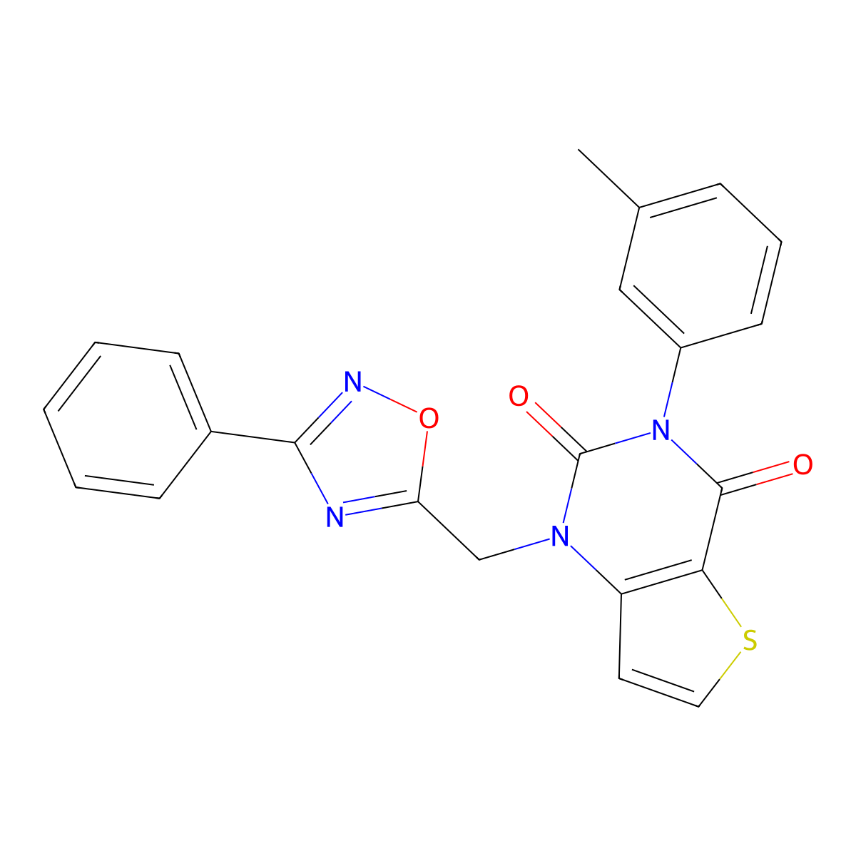 1-((3-phenyl-1,2,4-oxadiazol-5-yl)methyl)-3-(m-tolyl)thieno[3,2-d]pyrimidine-2,4(1H,3H)-dione molecular structure, CAS 1226458-88-3