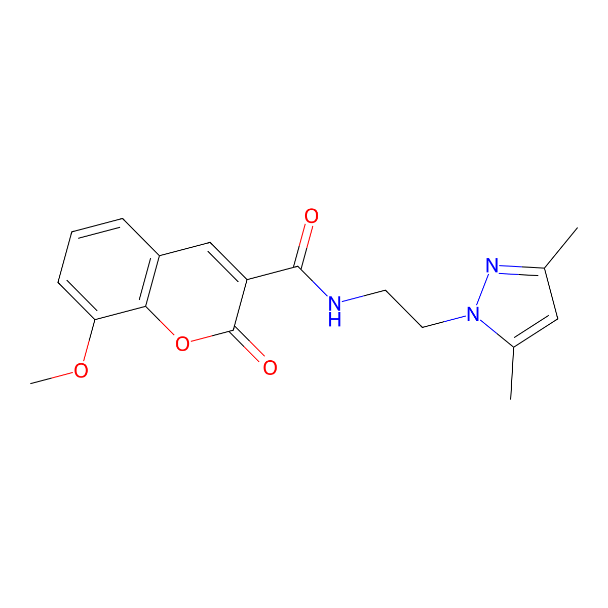 N-(2-(3,5-dimethyl-1H-pyrazol-1-yl)ethyl)-8-methoxy-2-oxo-2H-chromene-3-carboxamide molecular structure, CAS 1226458-91-8