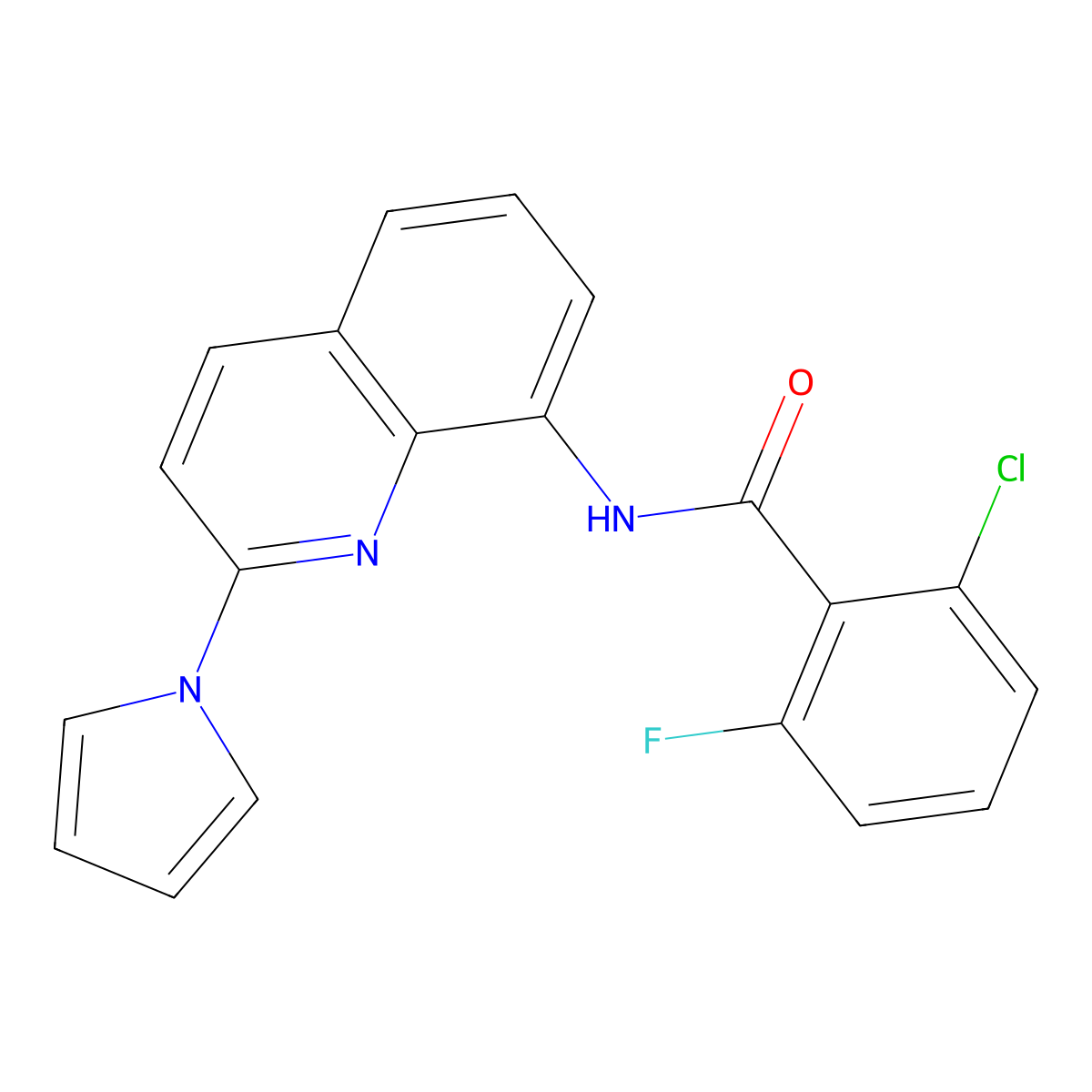 N-(2-(1H-pyrrol-1-yl)quinolin-8-yl)-2-chloro-6-fluorobenzamide molecular structure, CAS 1226458-96-3