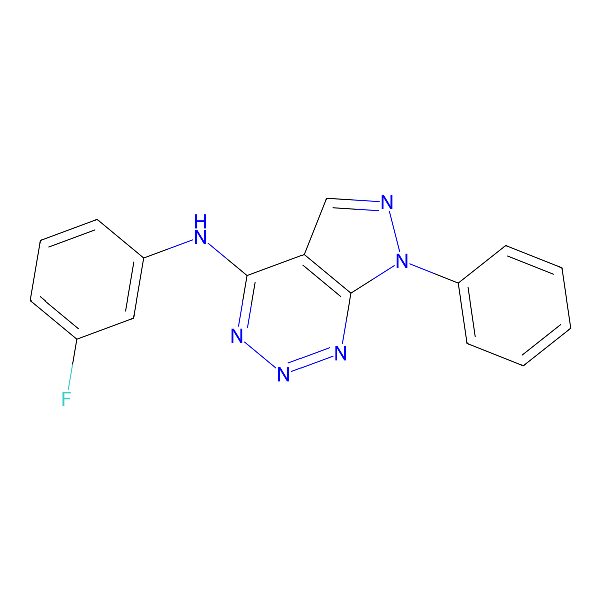N-(3-fluorophenyl)-7-phenyl-7H-pyrazolo[3,4-d][1,2,3]triazin-4-amine molecular structure, CAS 1226458-98-5