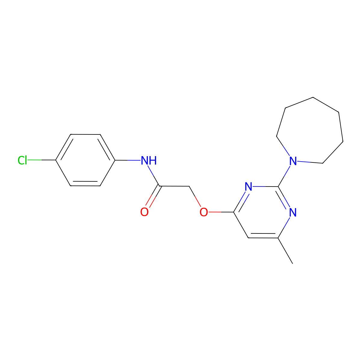 2-{[2-(azepan-1-yl)-6-methylpyrimidin-4-yl]oxy}-N-(4-chlorophenyl)acetamide molecular structure, CAS 1226458-99-6