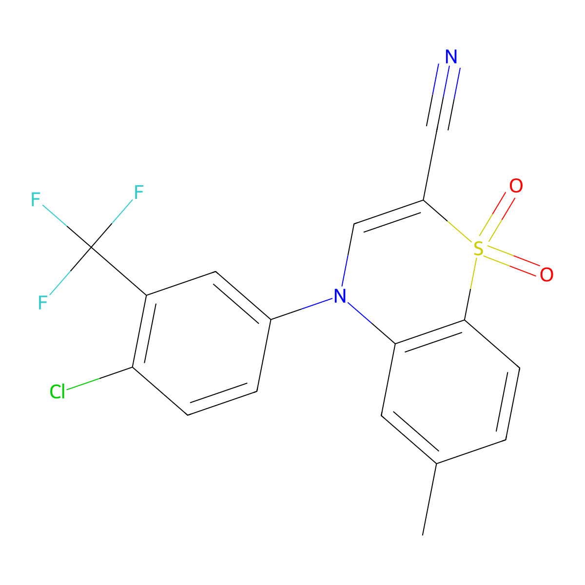 4-[4-chloro-3-(trifluoromethyl)phenyl]-6-methyl-4H-1,4-benzothiazine-2-carbonitrile 1,1-dioxide molecular structure, CAS 1226459-02-4