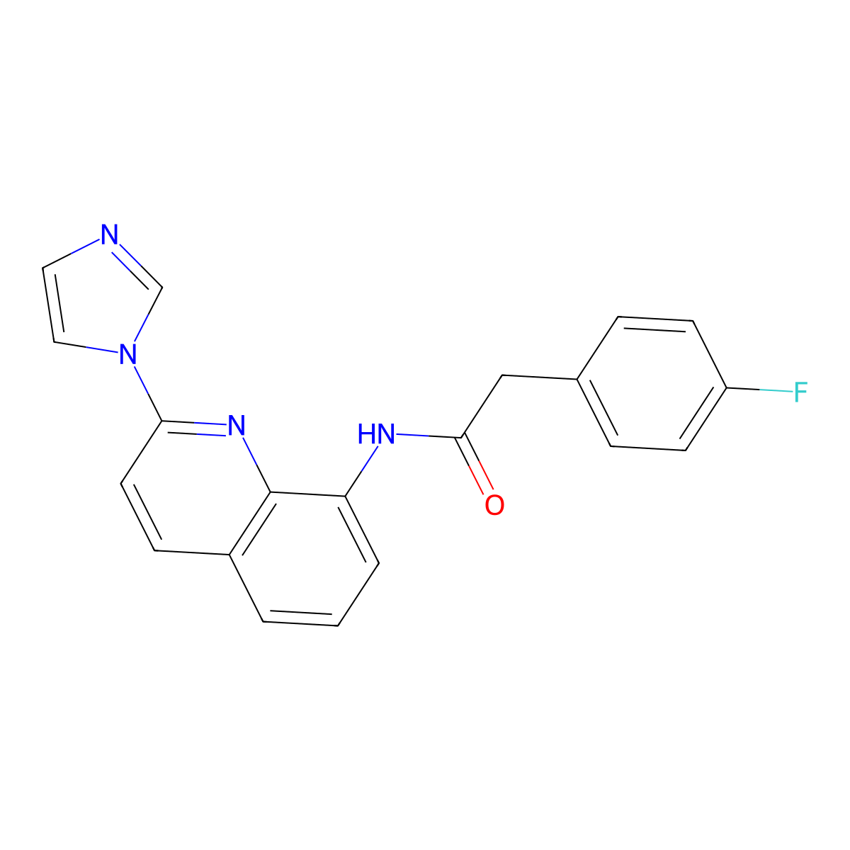 2-(4-fluorophenyl)-N-[2-(1H-imidazol-1-yl)quinolin-8-yl]acetamide molecular structure, CAS 1226459-10-4