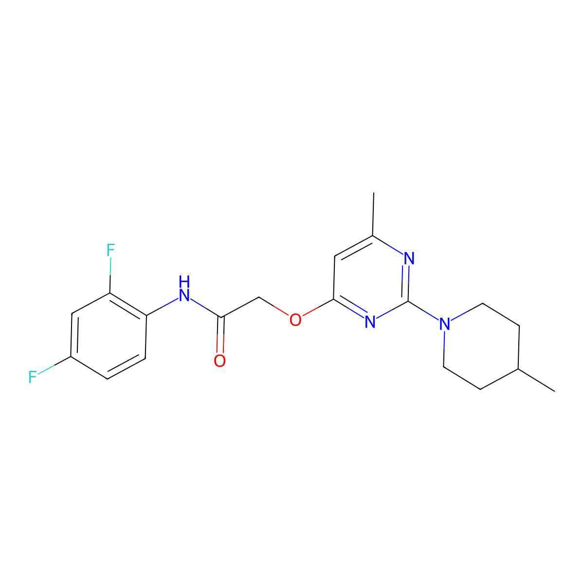 N-(2,4-difluorophenyl)-2-{[6-methyl-2-(4-methylpiperidin-1-yl)pyrimidin-4-yl]oxy}acetamide molecular structure, CAS 1226459-12-6