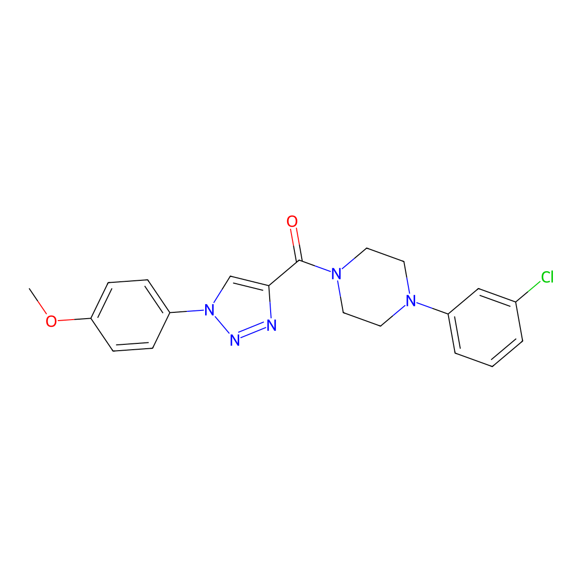 (4-(3-chlorophenyl)piperazin-1-yl)(1-(4-methoxyphenyl)-1H-1,2,3-triazol-4-yl)methanone molecular structure, CAS 1226459-13-7