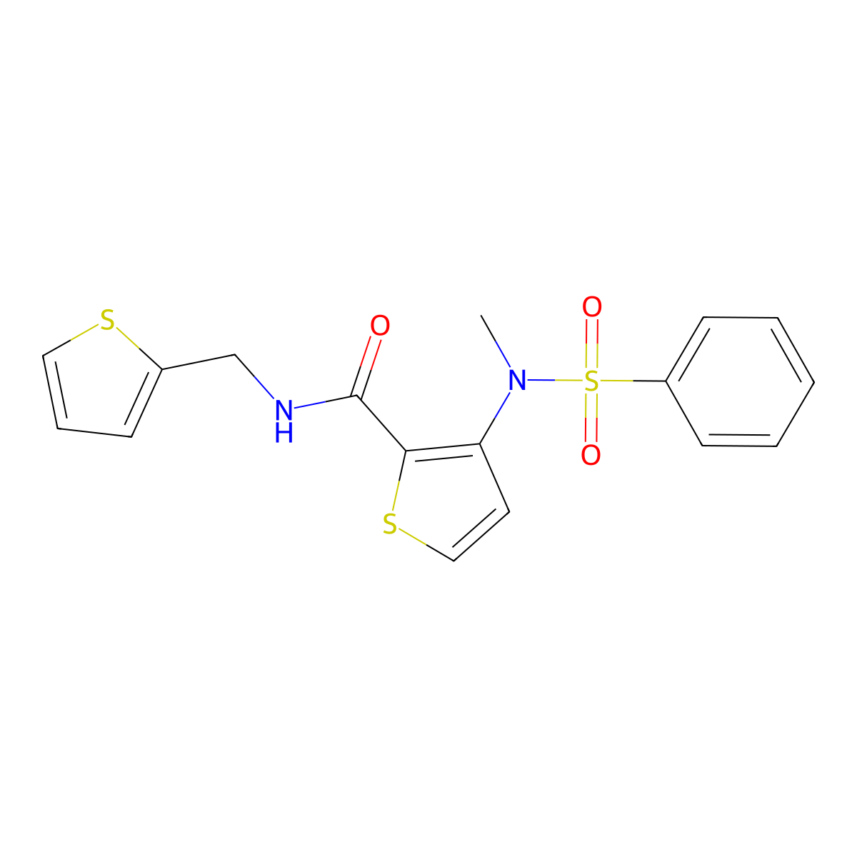 3-[methyl(phenylsulfonyl)amino]-N-(thiophen-2-ylmethyl)thiophene-2-carboxamide molecular structure, CAS 1226459-14-8