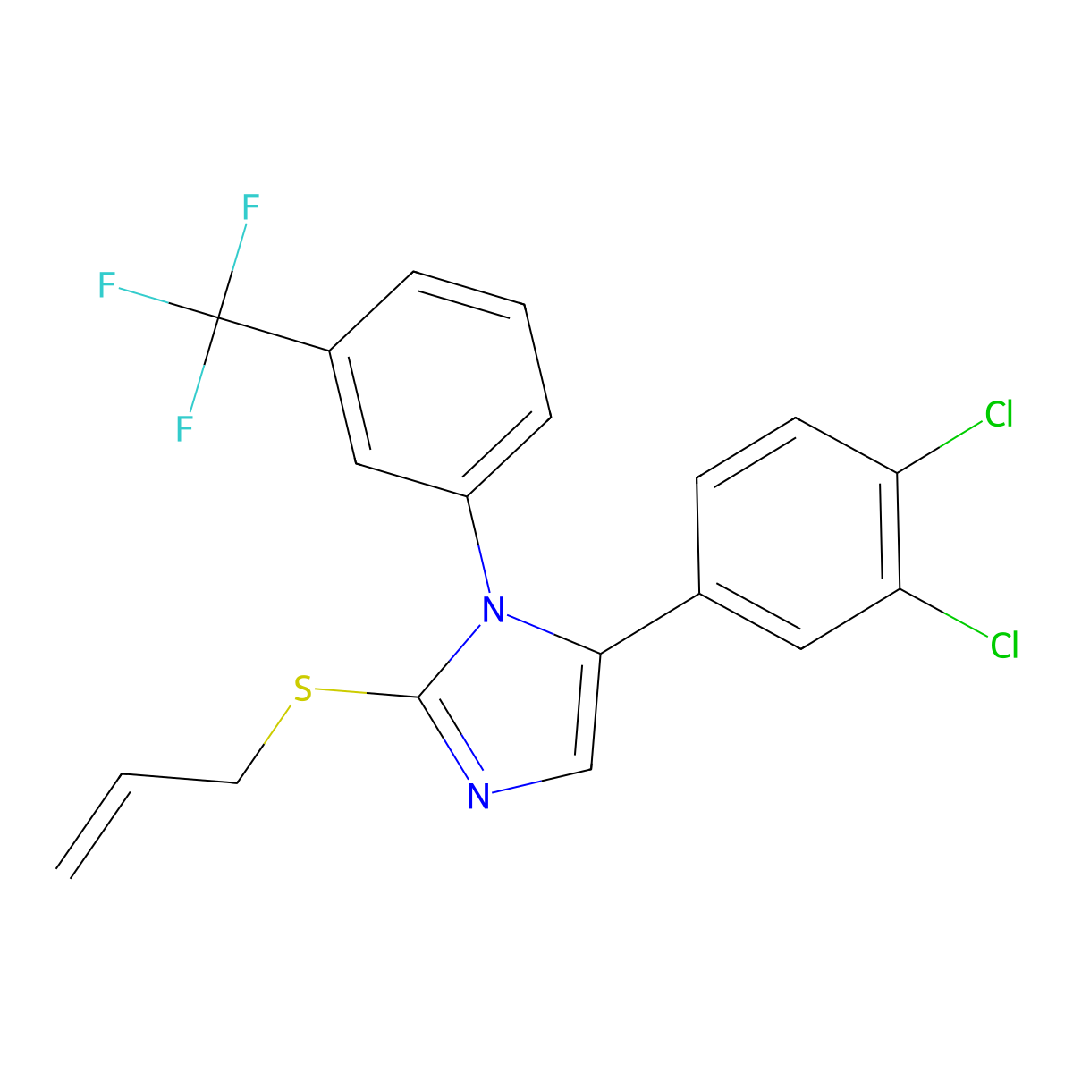 2-(allylthio)-5-(3,4-dichlorophenyl)-1-(3-(trifluoromethyl)phenyl)-1H-imidazole molecular structure, CAS 1226459-15-9