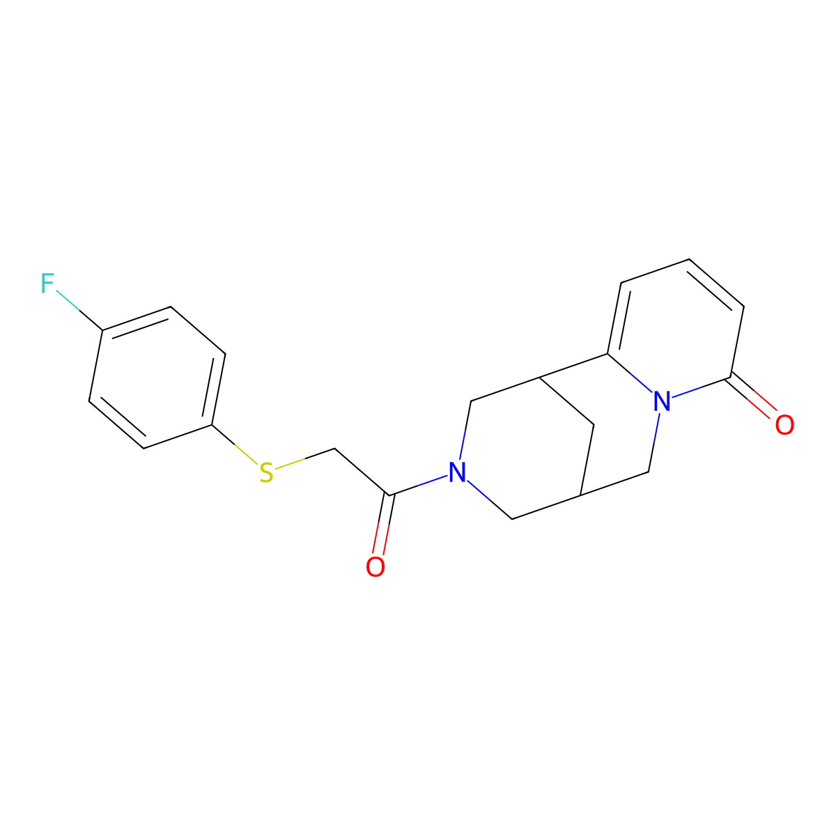 3-(2-((4-fluorophenyl)thio)acetyl)-3,4,5,6-tetrahydro-1H-1,5-methanopyrido[1,2-a][1,5]diazocin-8(2H)-one molecular structure, CAS 1226459-18-2