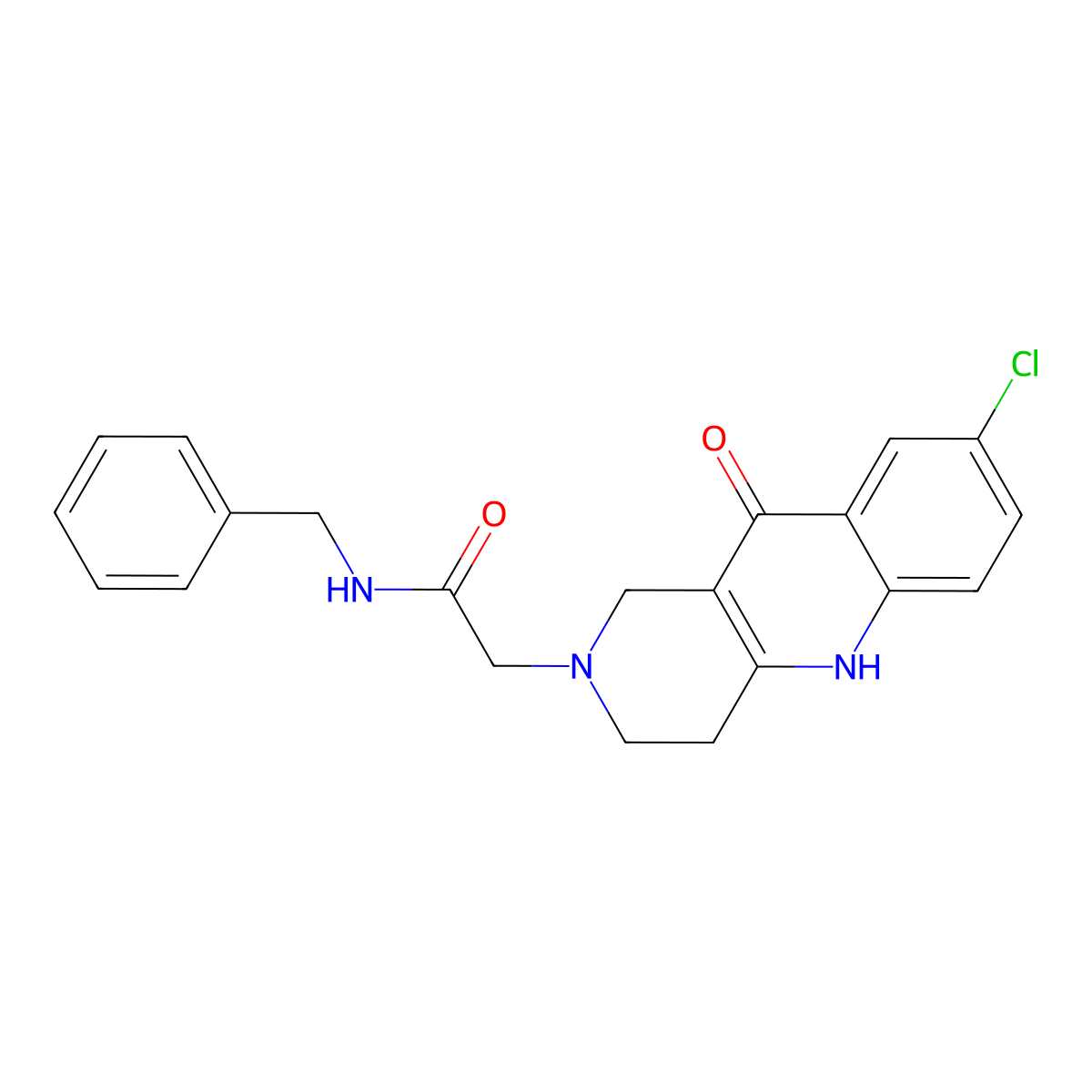 N-benzyl-2-(8-chloro-10-oxo-3,4-dihydrobenzo[b][1,6]naphthyridin-2(1H,5H,10H)-yl)acetamide molecular structure, CAS 1226459-21-7